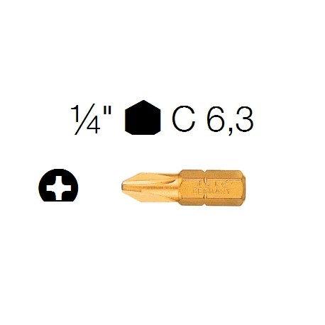 100 INSERTI TIN C 6,3 - PH2 25 mm