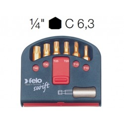 ASSORTIMENTO 6 INSERTI TIN TORX + RACCORDO