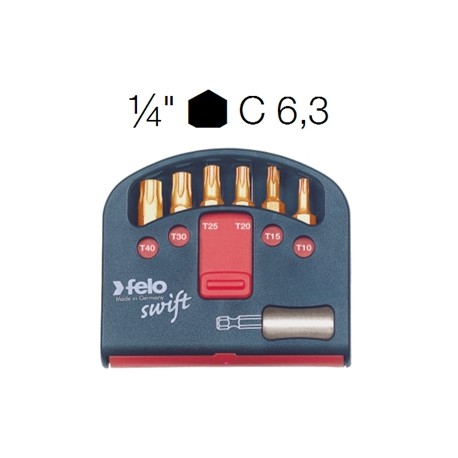 ASSORTIMENTO 6 INSERTI TIN TORX + RACCORDO
