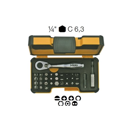 ASSORTIMENTO 30 INSERTI 3 ACCESSORI ATTACCO 1/4''